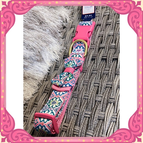 XL Petsmart Floral Bow Tie Nylon Dog Collar Adjustable Pink White Blue Flower - Picture 4 of 7
